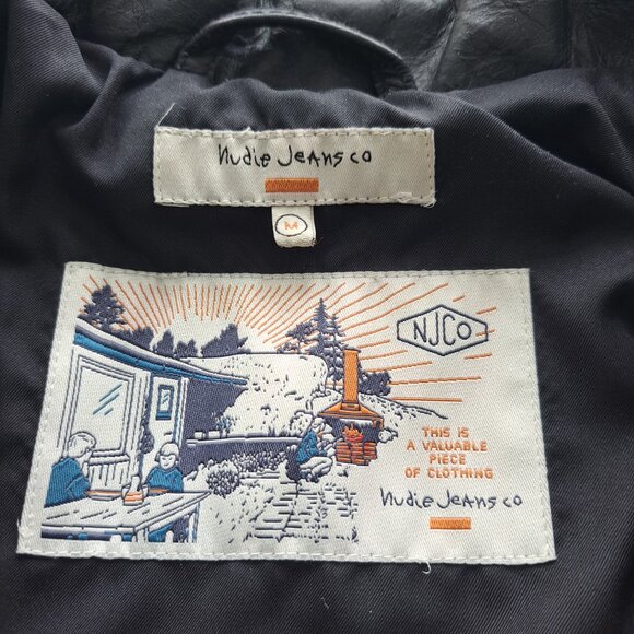 Nudie Jeans Men's Eddy Rider Genuine Leather Jacket Like-New - Black - Size M - Picture 7 of 10